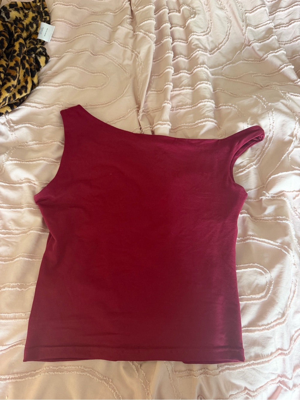 Women's One-Shoulder Tank Top - Burgundy